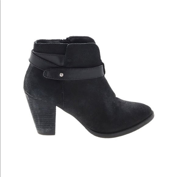 Crown Vintage sz 7 1/2 suede leather black booties - Picture 1 of 9